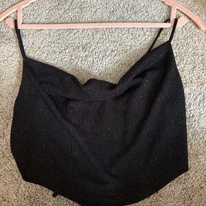 Black sparkly cowl neck Women's Top